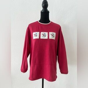 Retro 90s Grandmacore Floral Patchwork Double Collar Crewneck Sweatshirt Size M